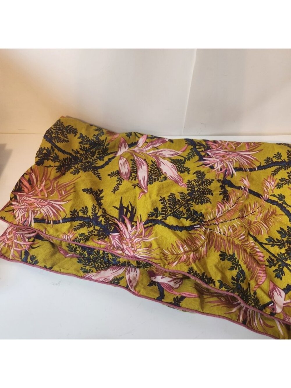 Buckingham Linens Mustard Yellow Tropical Floral Cotton Pillowcase Sham 34x18